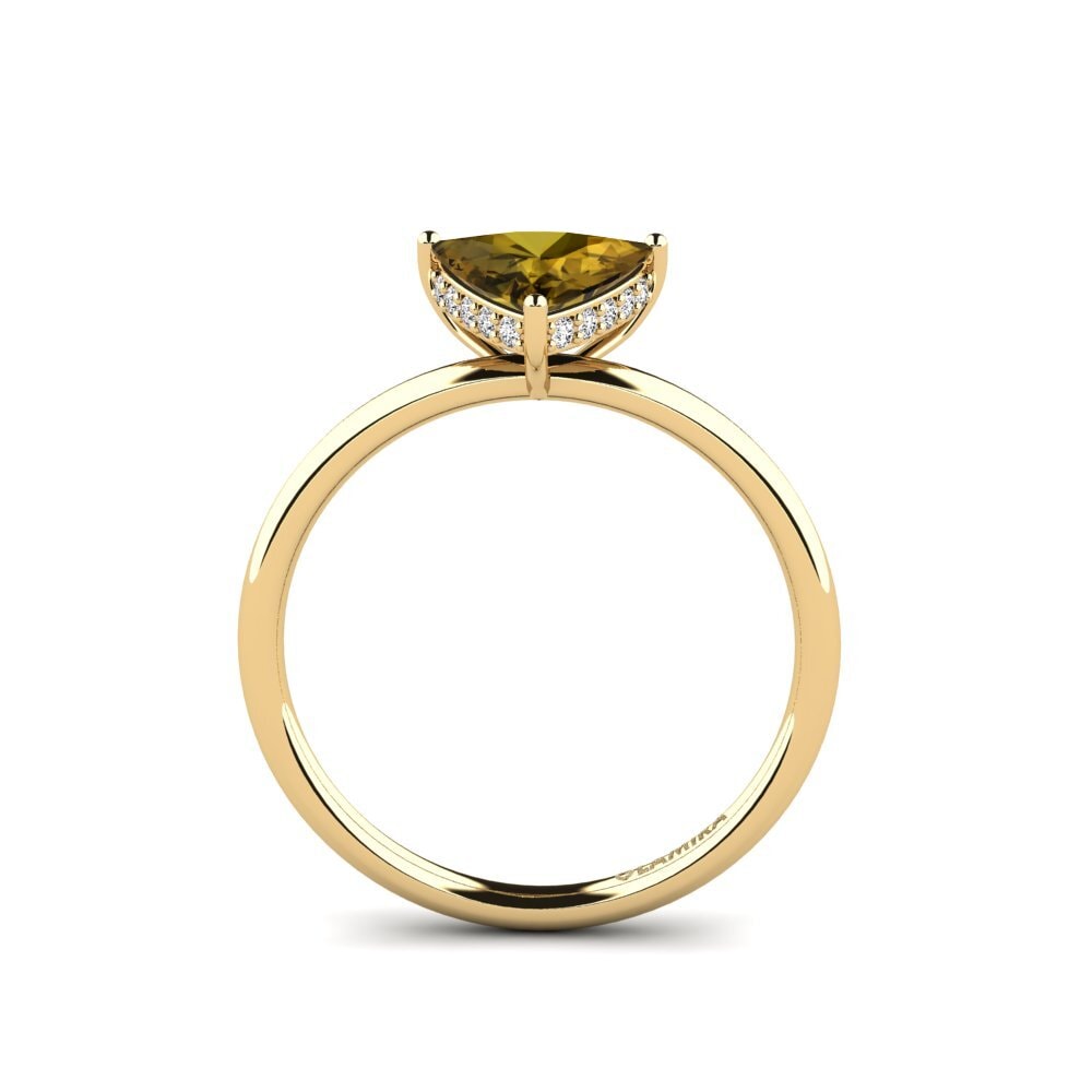 Trillion Brown Zircon Engagement Ring Mosallas
