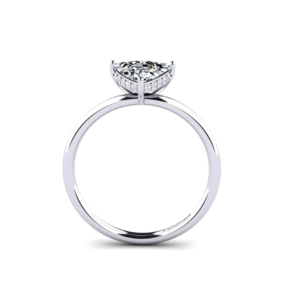 White Silver Trillion Engagement Ring Mosallas