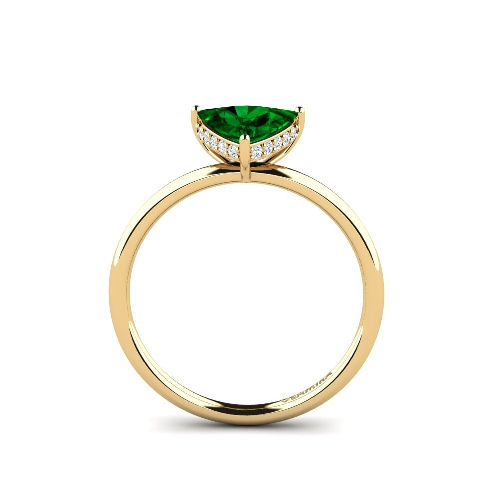 Trillion Green Zirconia Engagement Ring Mosallas