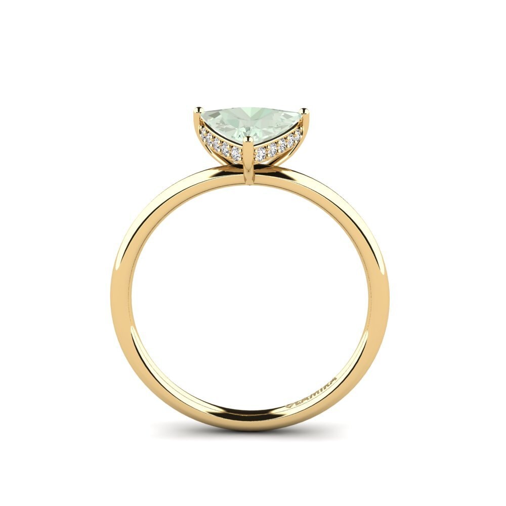 Trillion Green Amethyst Engagement Ring Mosallas