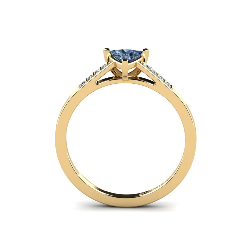 Trillion Diamant Bleu Bague de fiançailles Nopalle