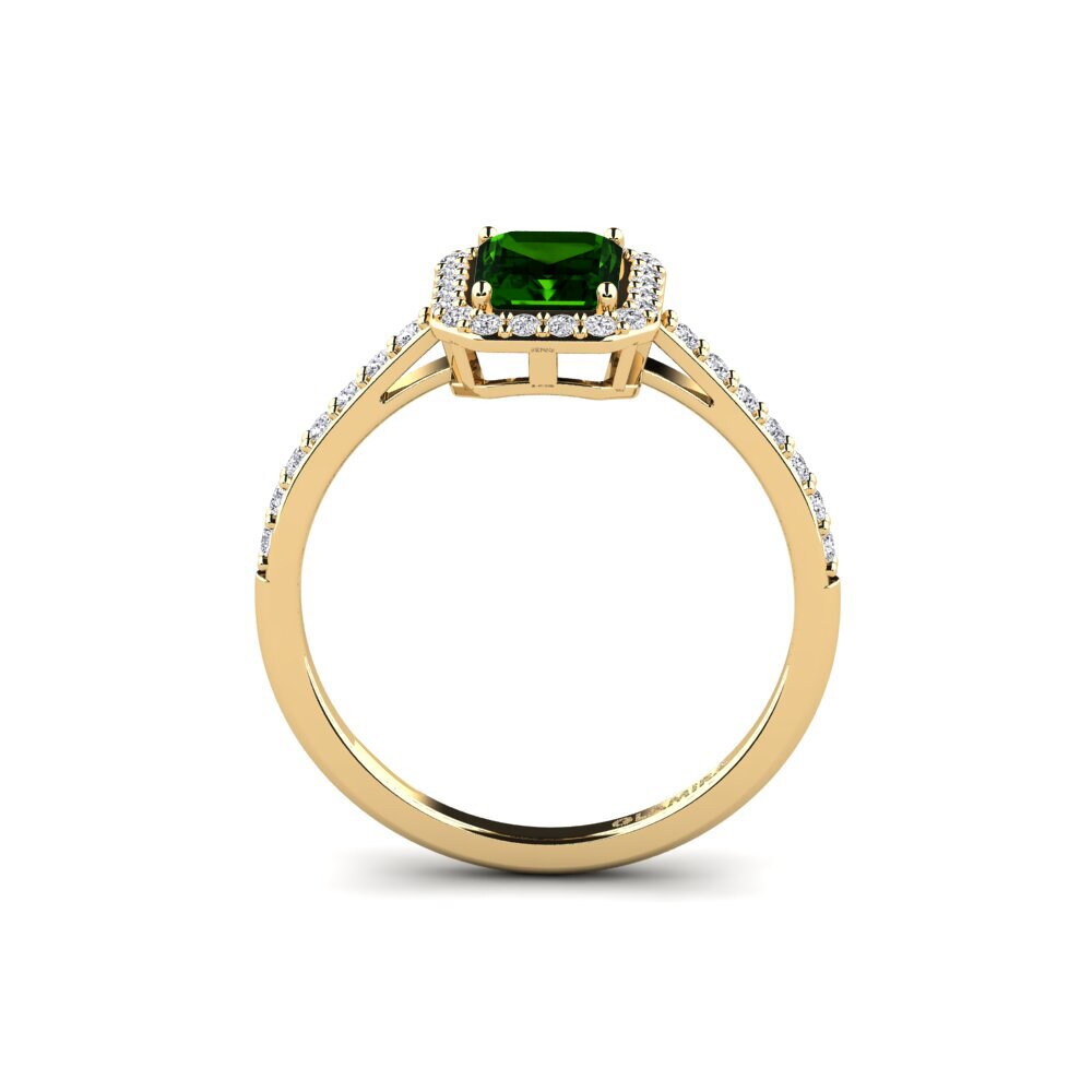 14ct Yellow Gold Green Tourmaline Engagement Ring Pastolisa