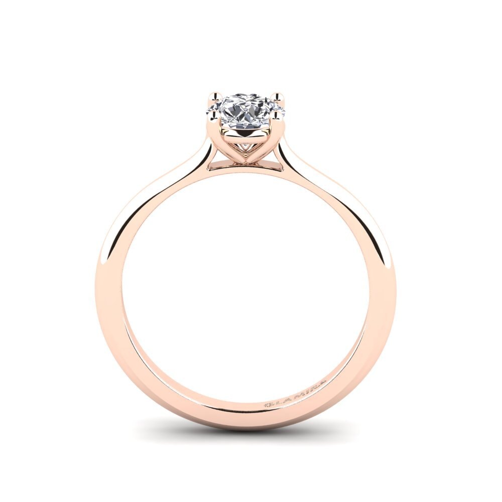 14k Oro Rosa Anillo de compromiso Pavon