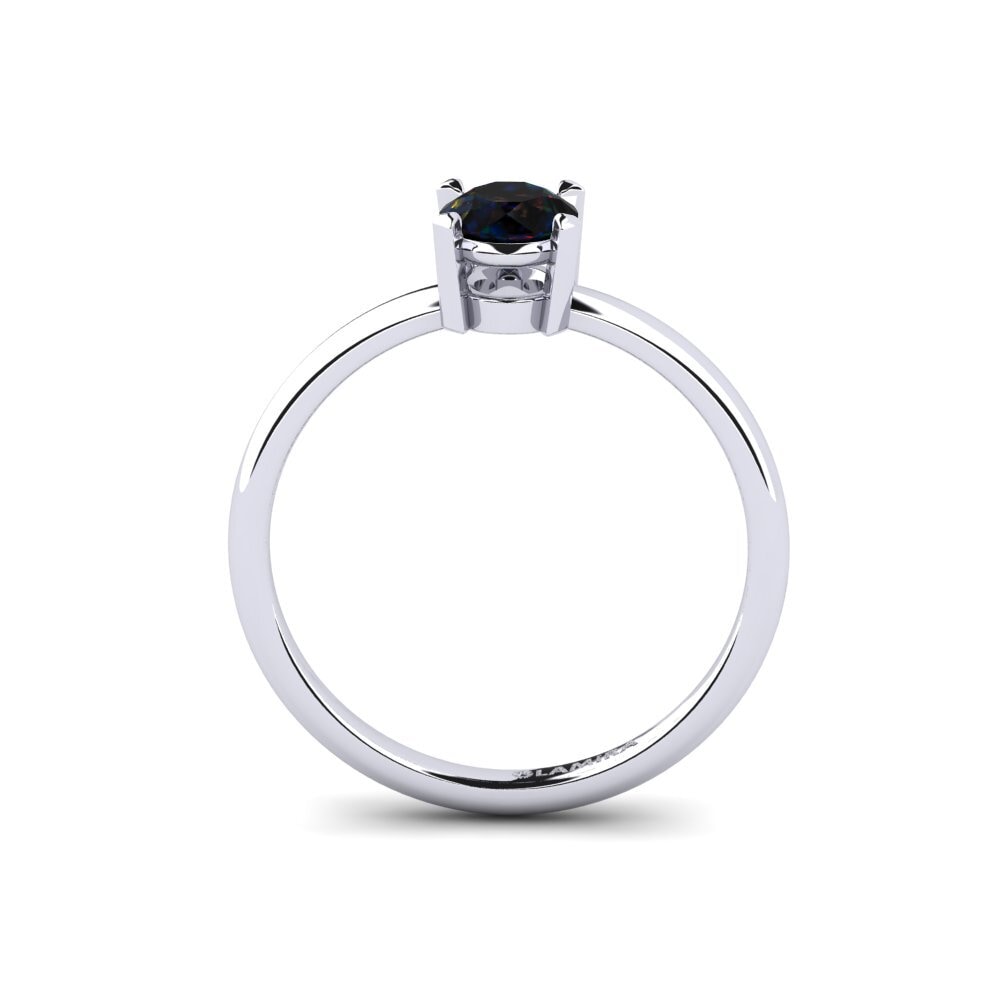14k White Gold Black Opal Engagement Ring Sora