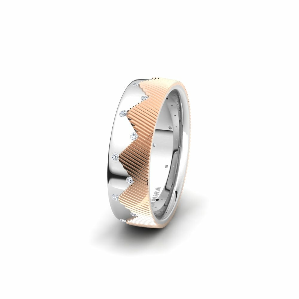 18k White & Rose Gold Women's Wedding Ring Glamorous Game 6 mm