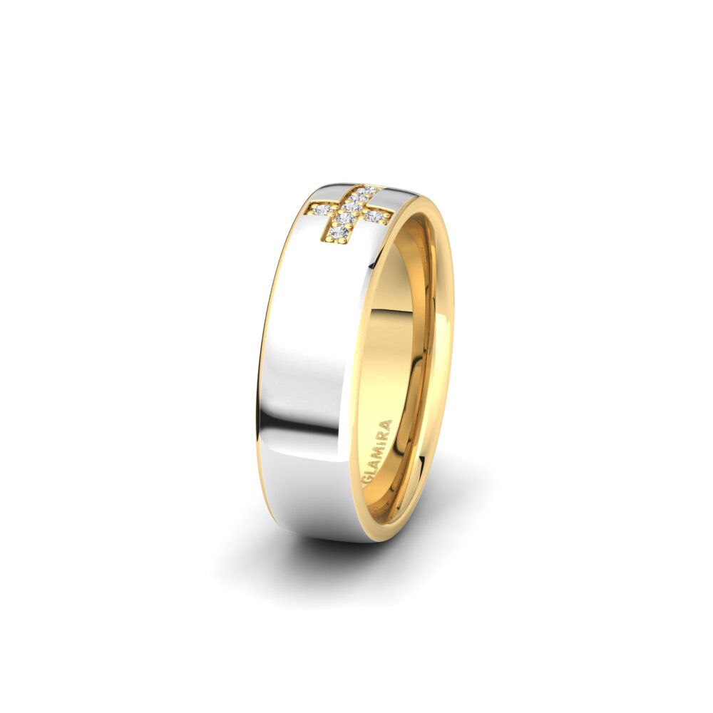 Weiß & Gelbgold 750 Weißer Saphir Damen trauring Glamorous Logic 6 mm