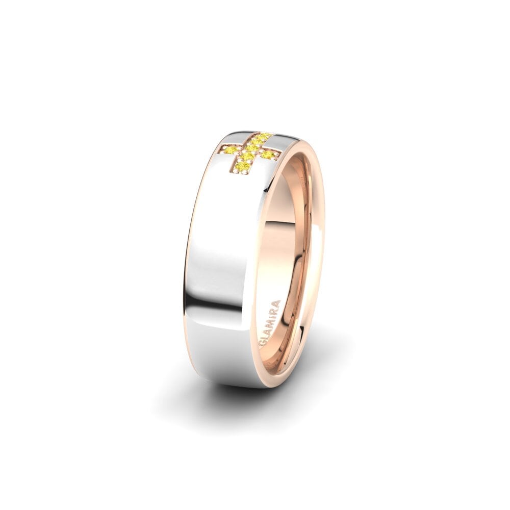Weiß & Rotgold 750 Gelber Saphir Damen trauring Glamorous Logic 6 mm