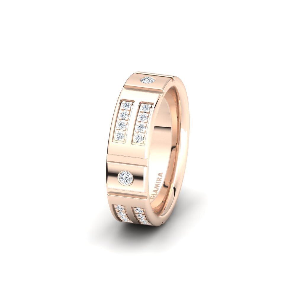 14k 玫瑰金 女士结婚戒指 Glamorous Step 6 mm