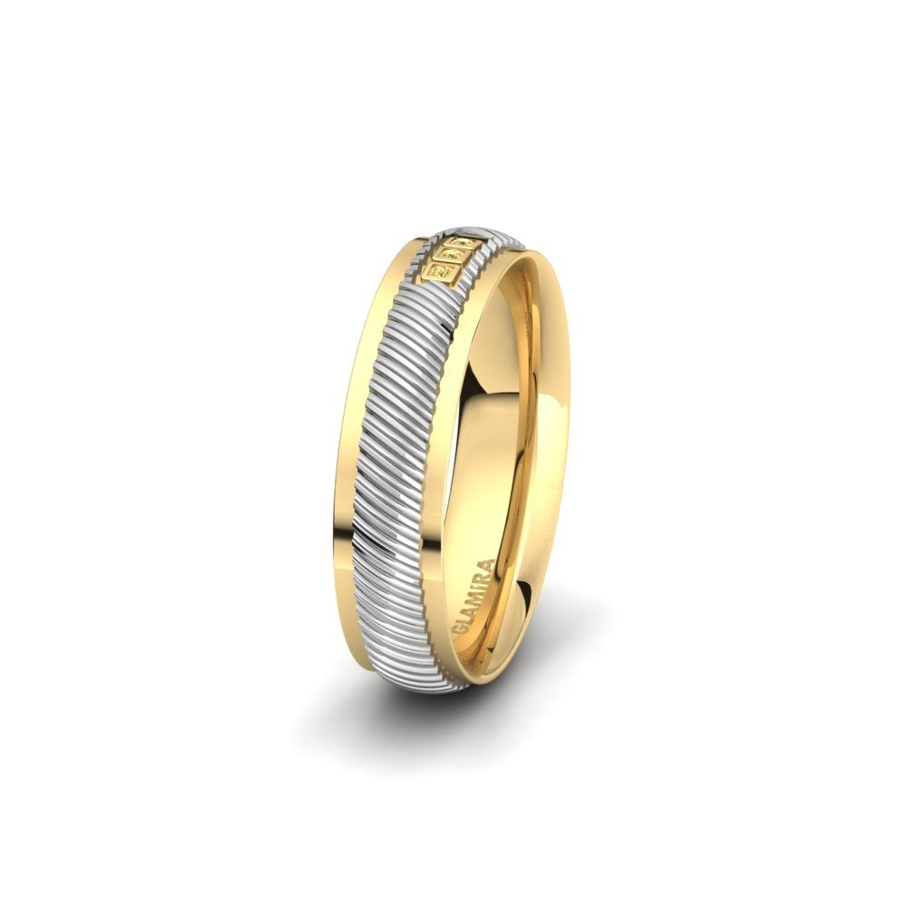 14ct Yellow & White Gold Yellow Diamond Women's Wedding Ring Pleasant Elegance 5 mm