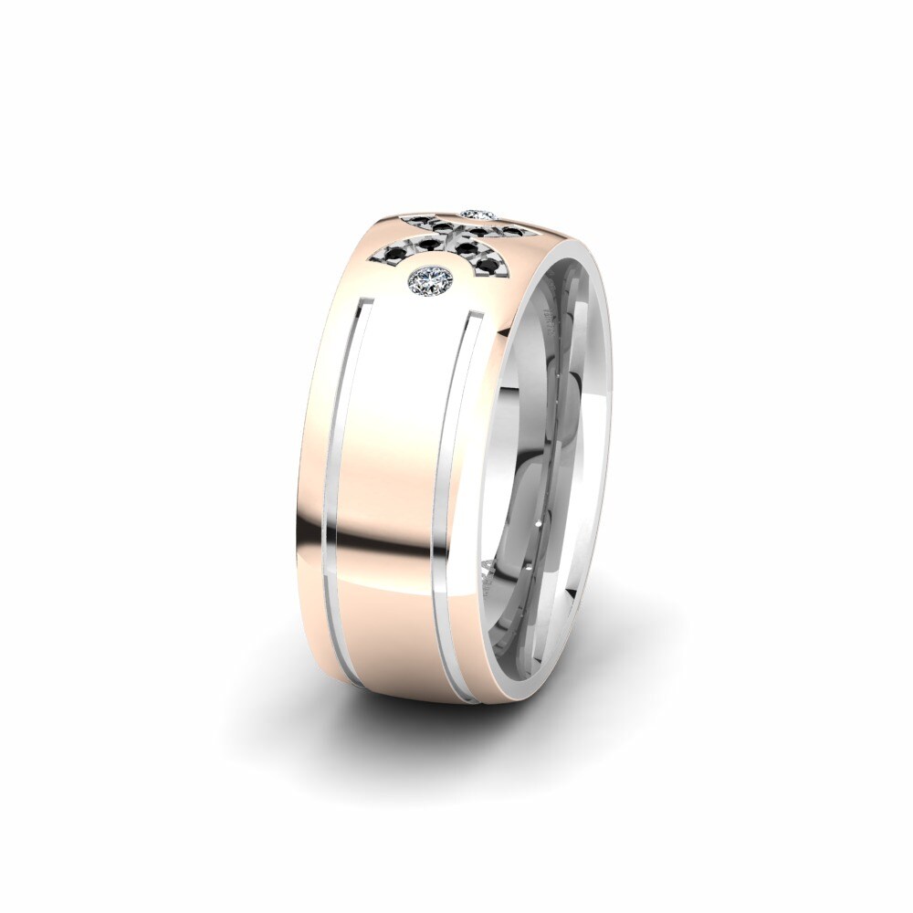14k Rose & White Gold Women's Wedding Ring Spectacular Fame 8 mm