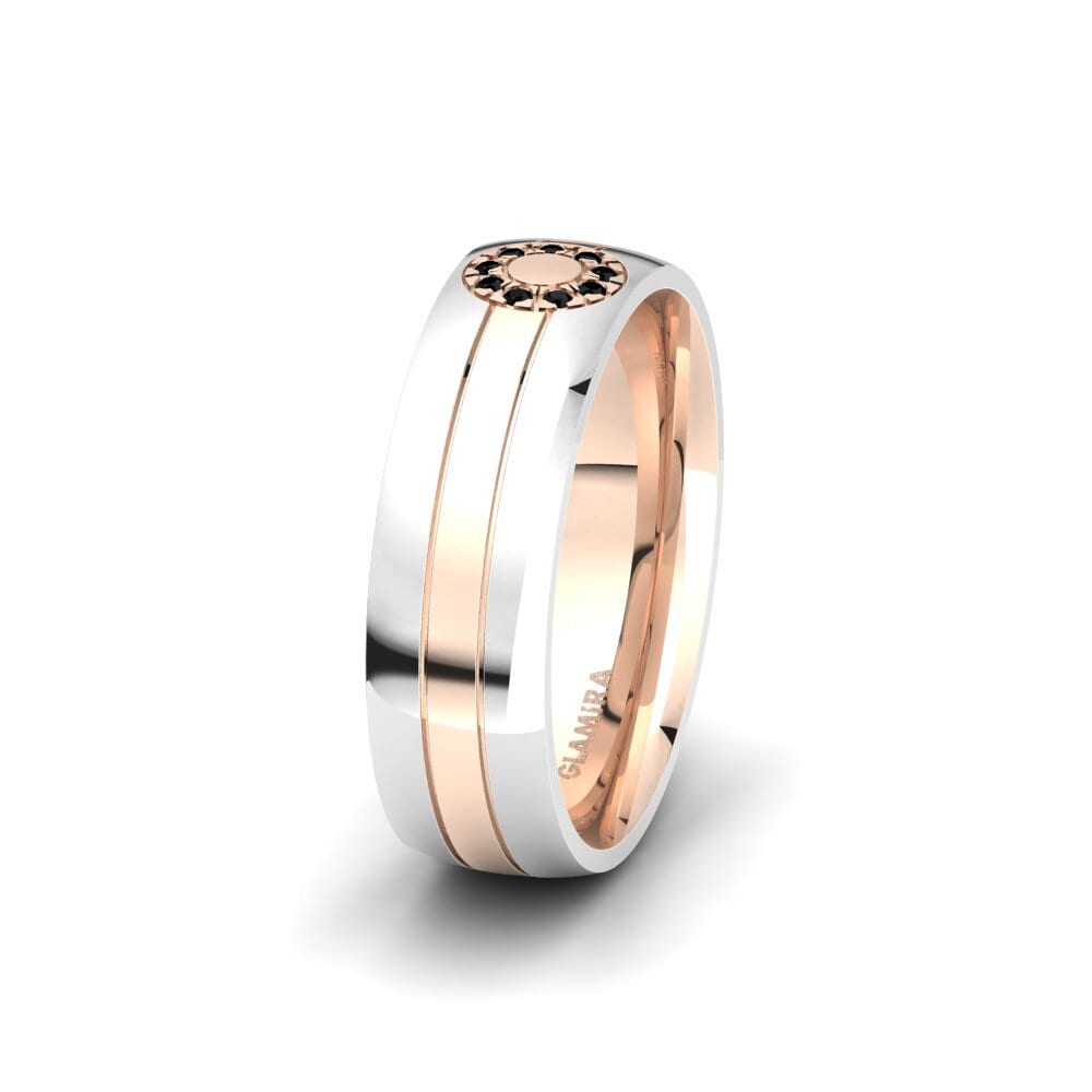 14ct White & Rose Gold Black Diamond Women's Wedding Ring Spectacular Mind 6 mm