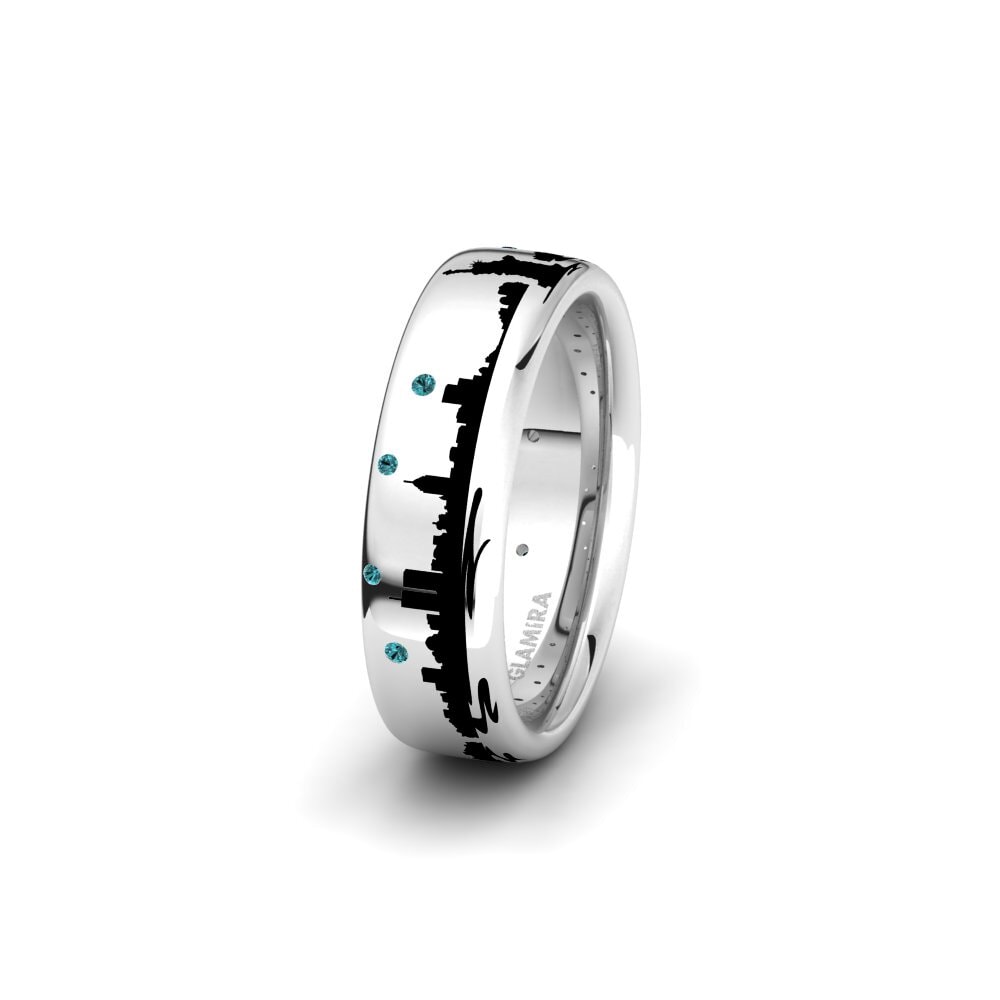 Blue Diamond Women's Wedding Ring Spectacular Soul 6 mm