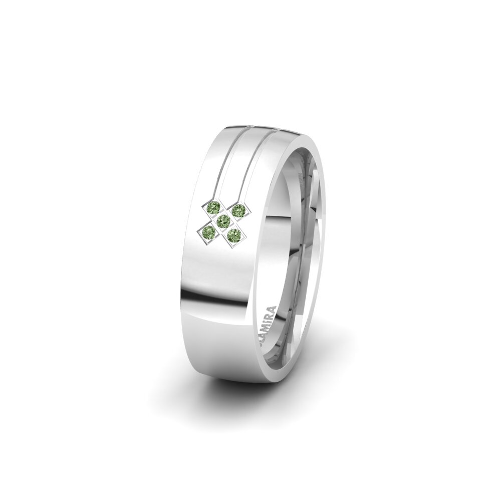 Green Diamond Women's Wedding Ring Winsome Line 6 mm