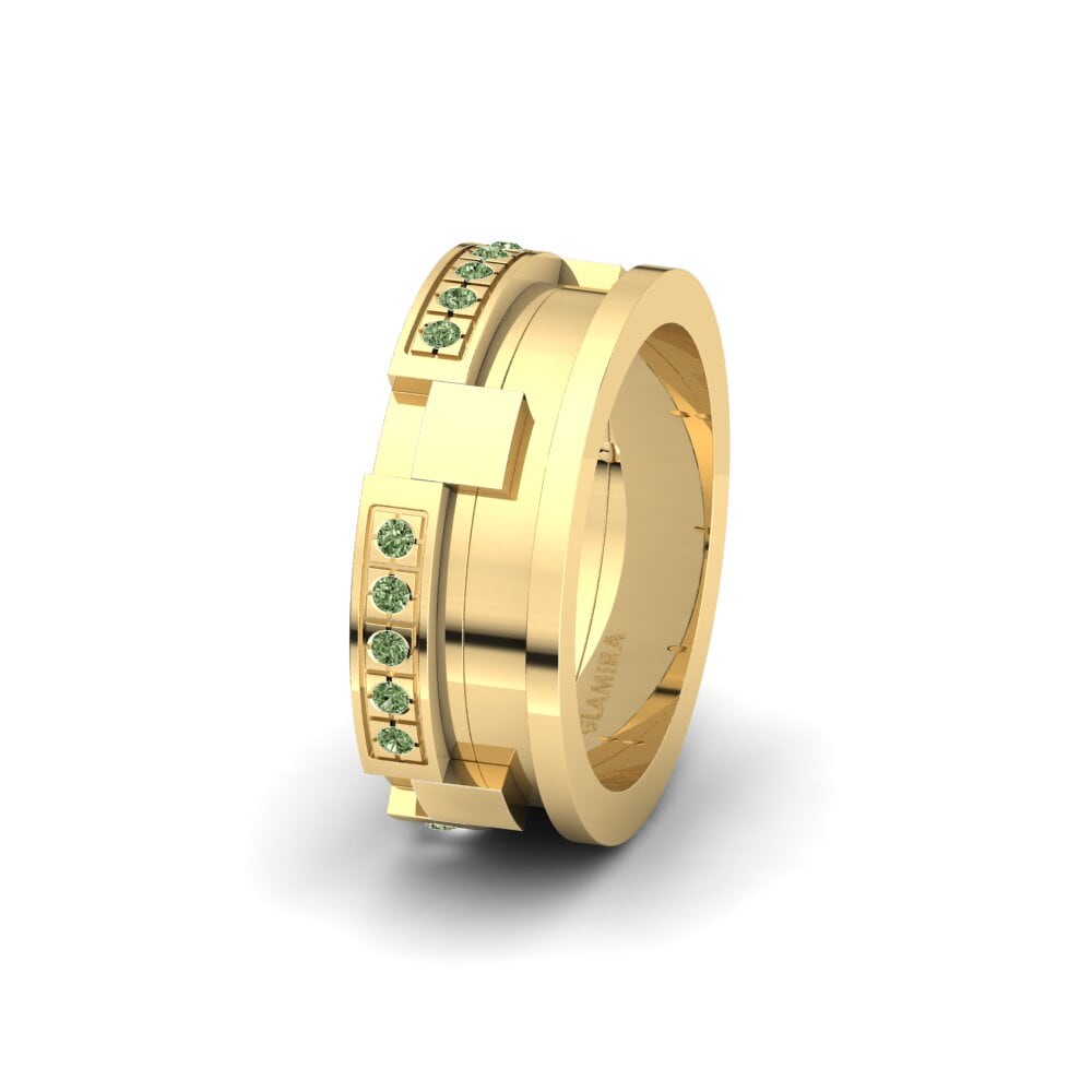 Gelbgold 750 Grüner Diamant Damen trauring Spectacular Stream