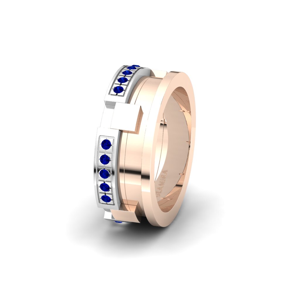 14ct Rose & White Gold Sapphire Women's Wedding Ring Spectacular Stream