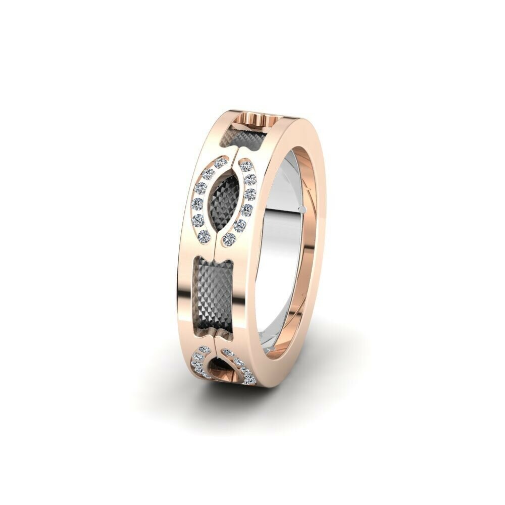 Anillo Boda Mujer Glamorous Elegance 6 mm 14k Oro Rosa & Blanco