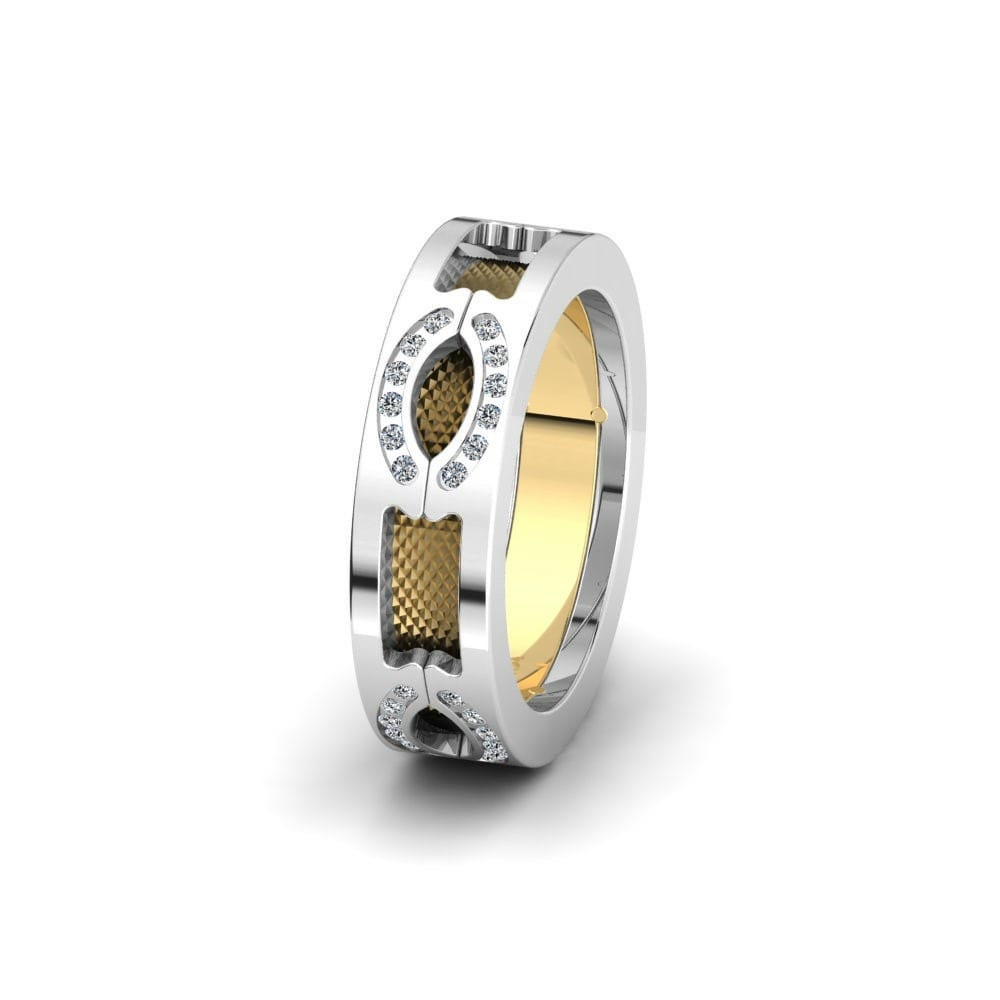 Exclusive Women’s Wedding Rings Women's Glamorous Elegance 6 mm 585 White & Yellow Gold Zirconia