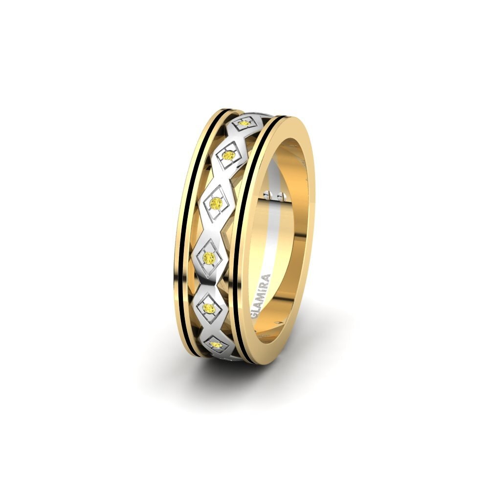 375 Gelb & Weißgold Gelber Saphir Damen trauring Glamorous Spring 6 mm