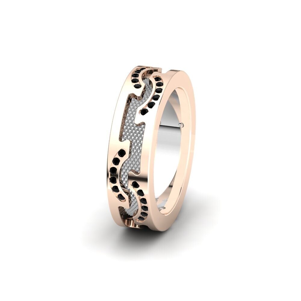 14ct White & Rose Gold Black Diamond Women's Wedding Ring Spectacular Balance 6 mm