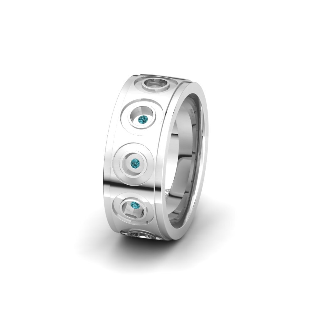 Blue Diamond Women's Wedding Ring Spectacular Moment 8 mm