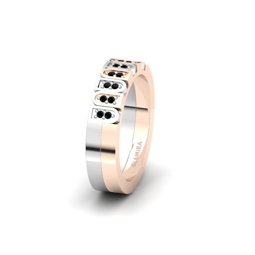 14ct White & Rose Gold Black Diamond Women's Wedding Ring Spectacular Sign 5 mm