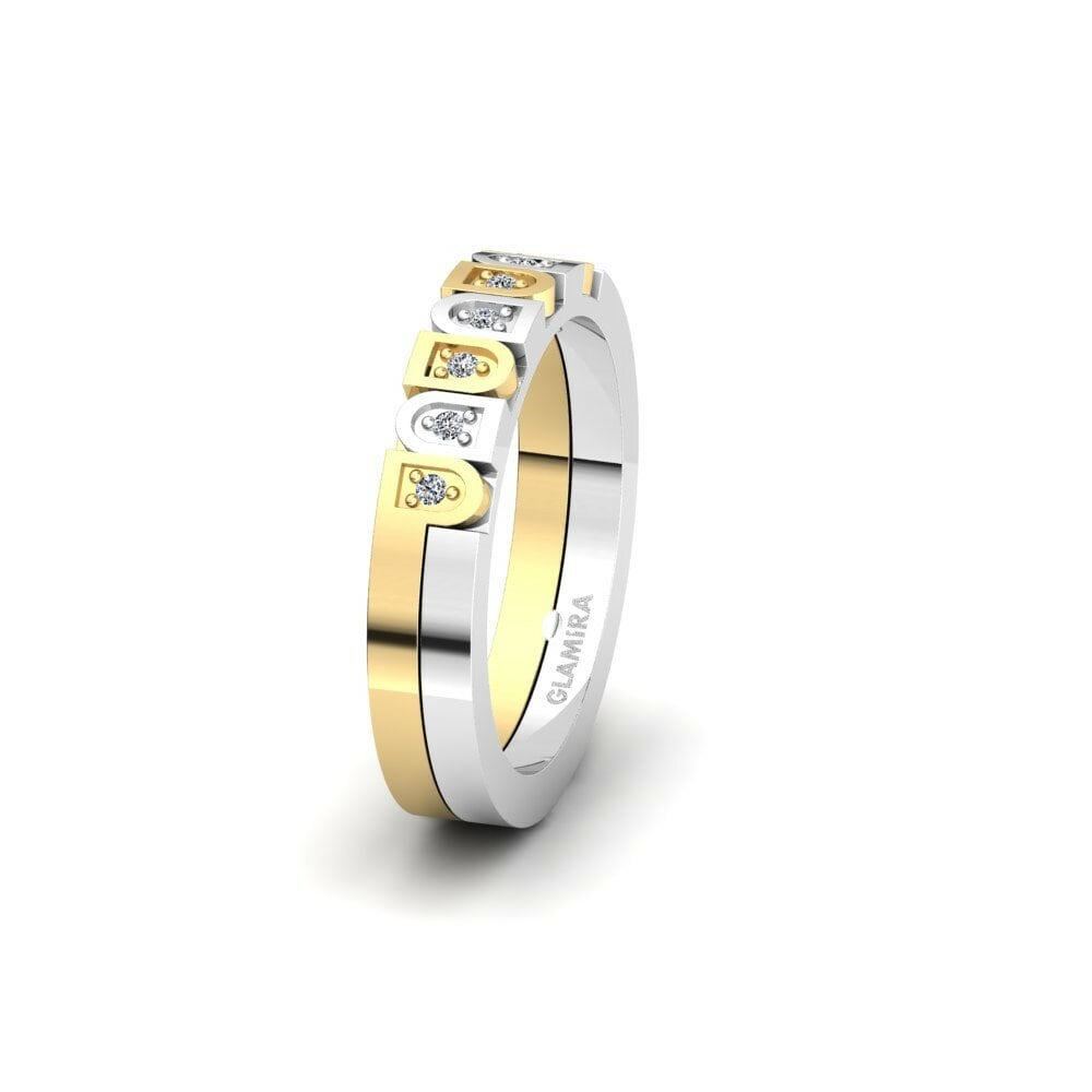 18k Yellow & White Gold Women's Wedding Ring Spectacular Sign 4 mm