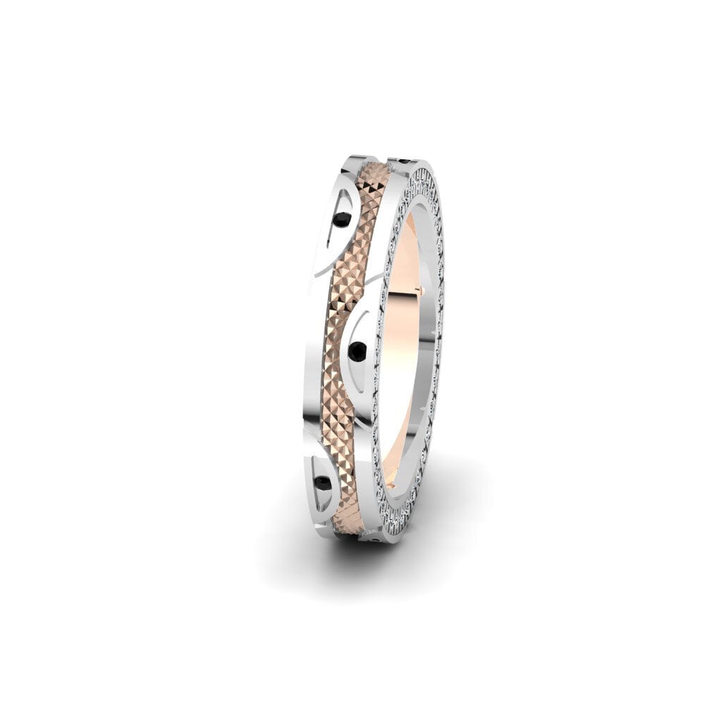14ct White & Rose Gold Black Diamond Women's Wedding Ring Spectacular Vision 4 mm
