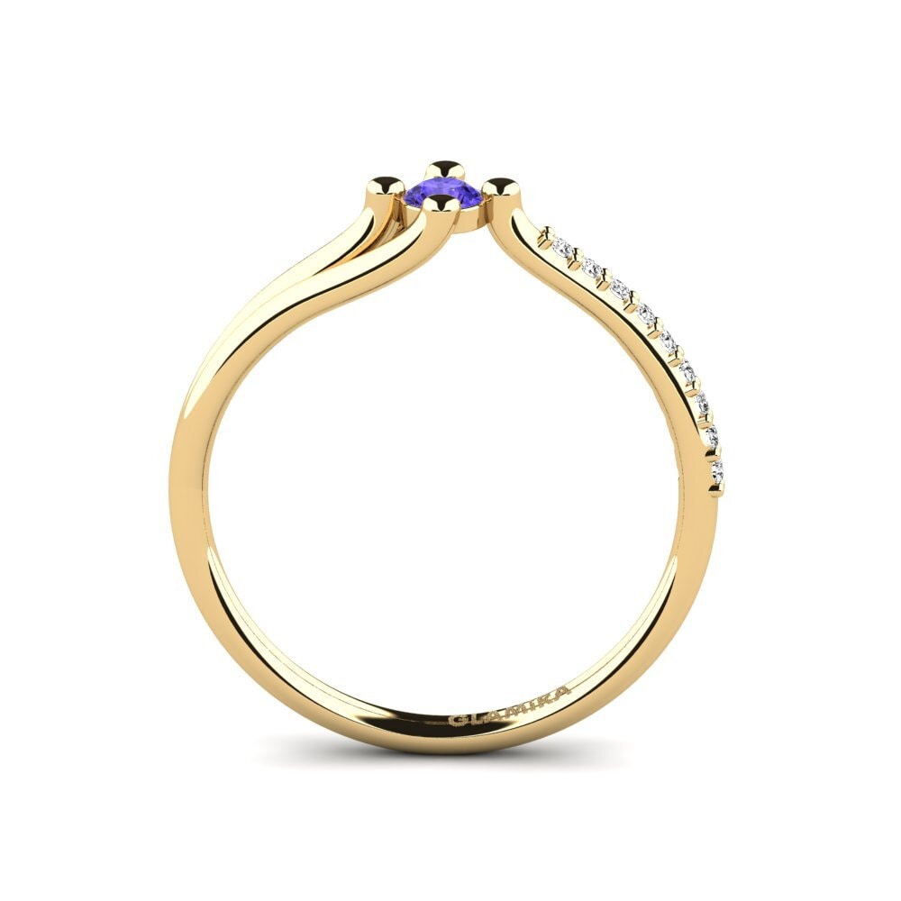 18k Oro Amarillo Tanzanita Anillo de compromiso Mocc