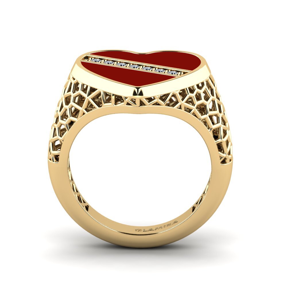 Gelbgold 585 Pinker Ring Recges