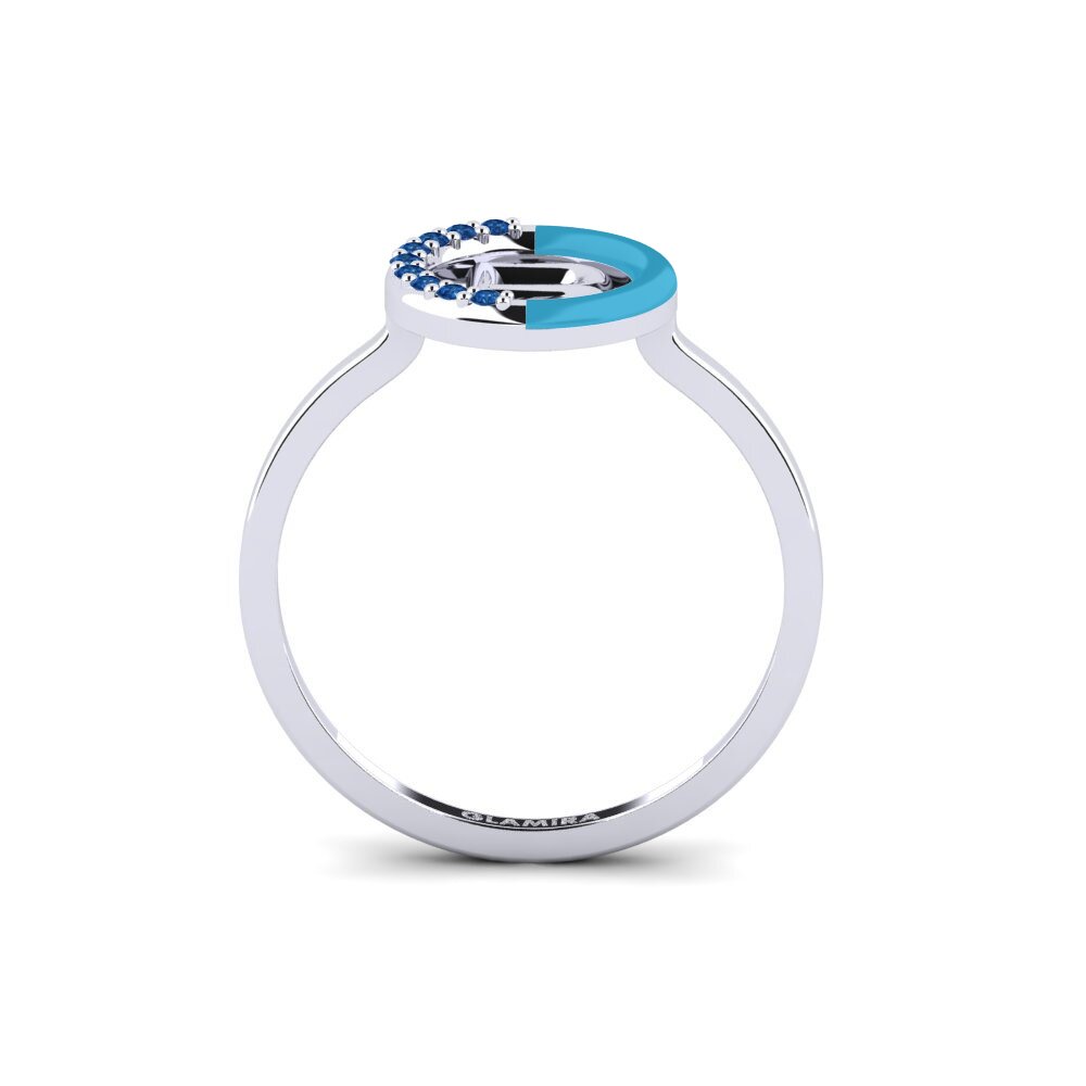 Palladium 950 Dunkelblauer Zirkonia Ring Lemnos - B