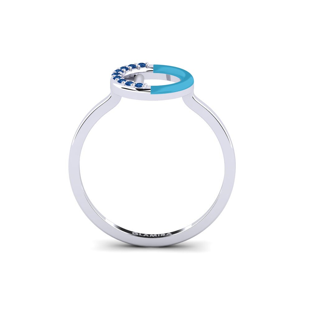 Palladium 950 Dunkelblauer Zirkonia Ring Lemnos - L
