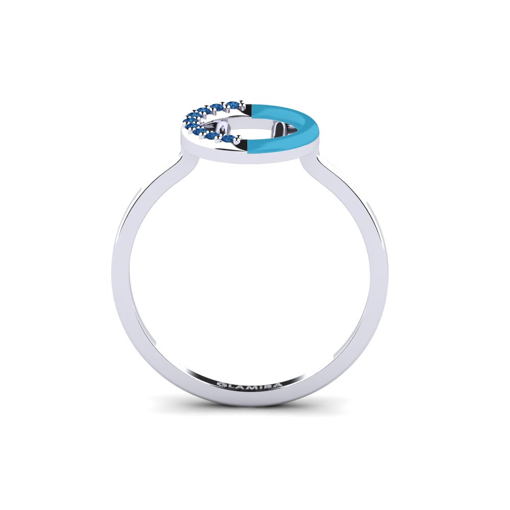 Palladium 950 Dunkelblauer Zirkonia Ring Lemnos - U