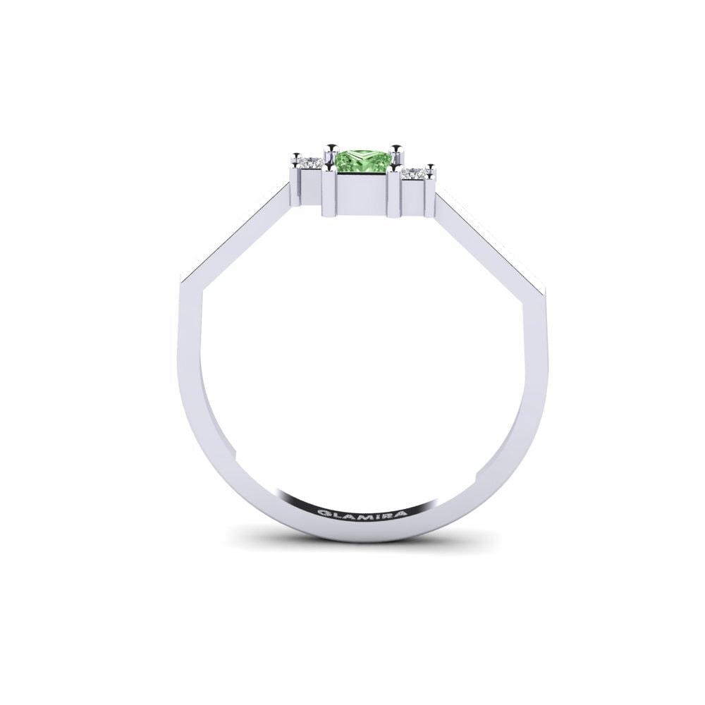 Diamante Verde Anel Damlatis