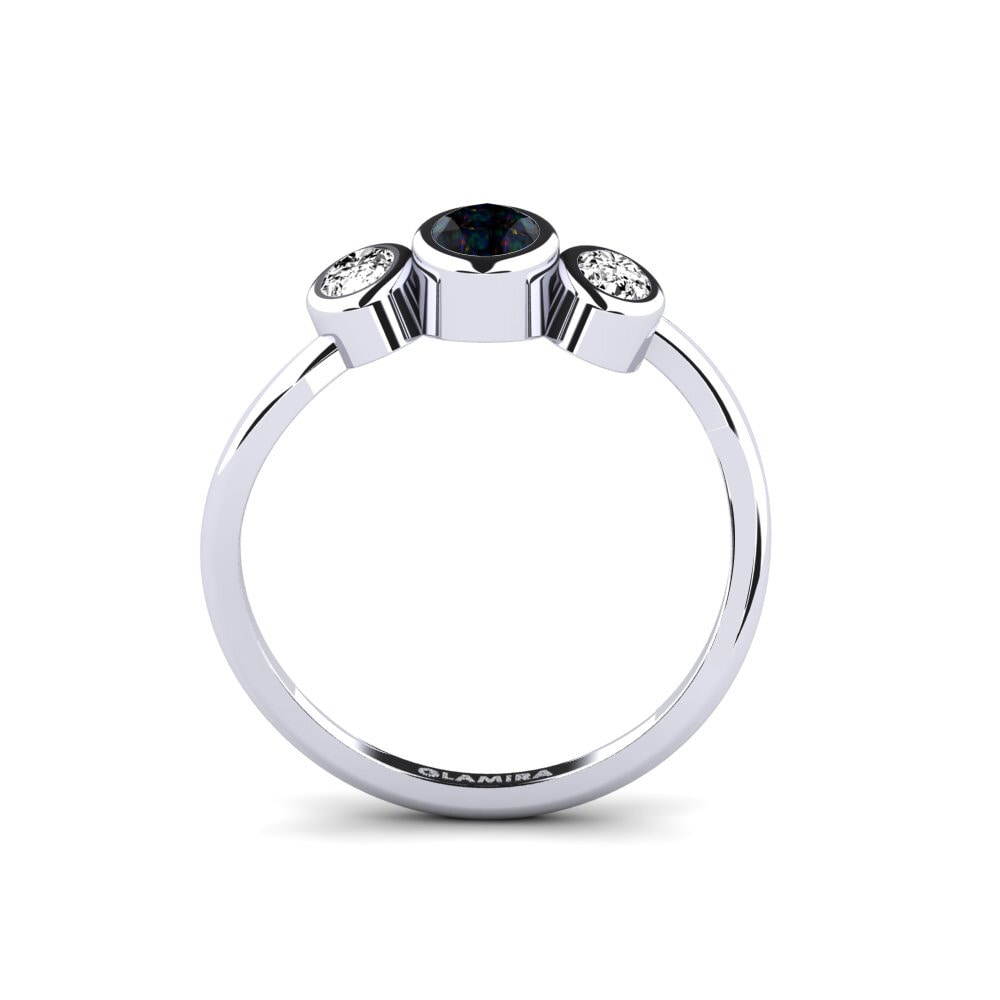 Black Opal Engagement Ring Dim
