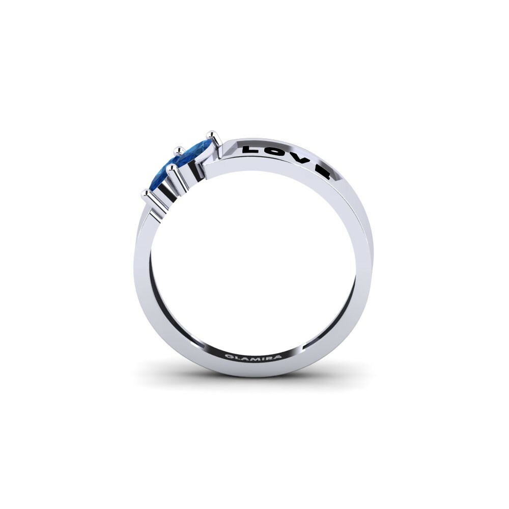 Initial & namn Marquise 0.4 Carat Swarovski Mörkblå 14k Vitguld Ring Gyaros