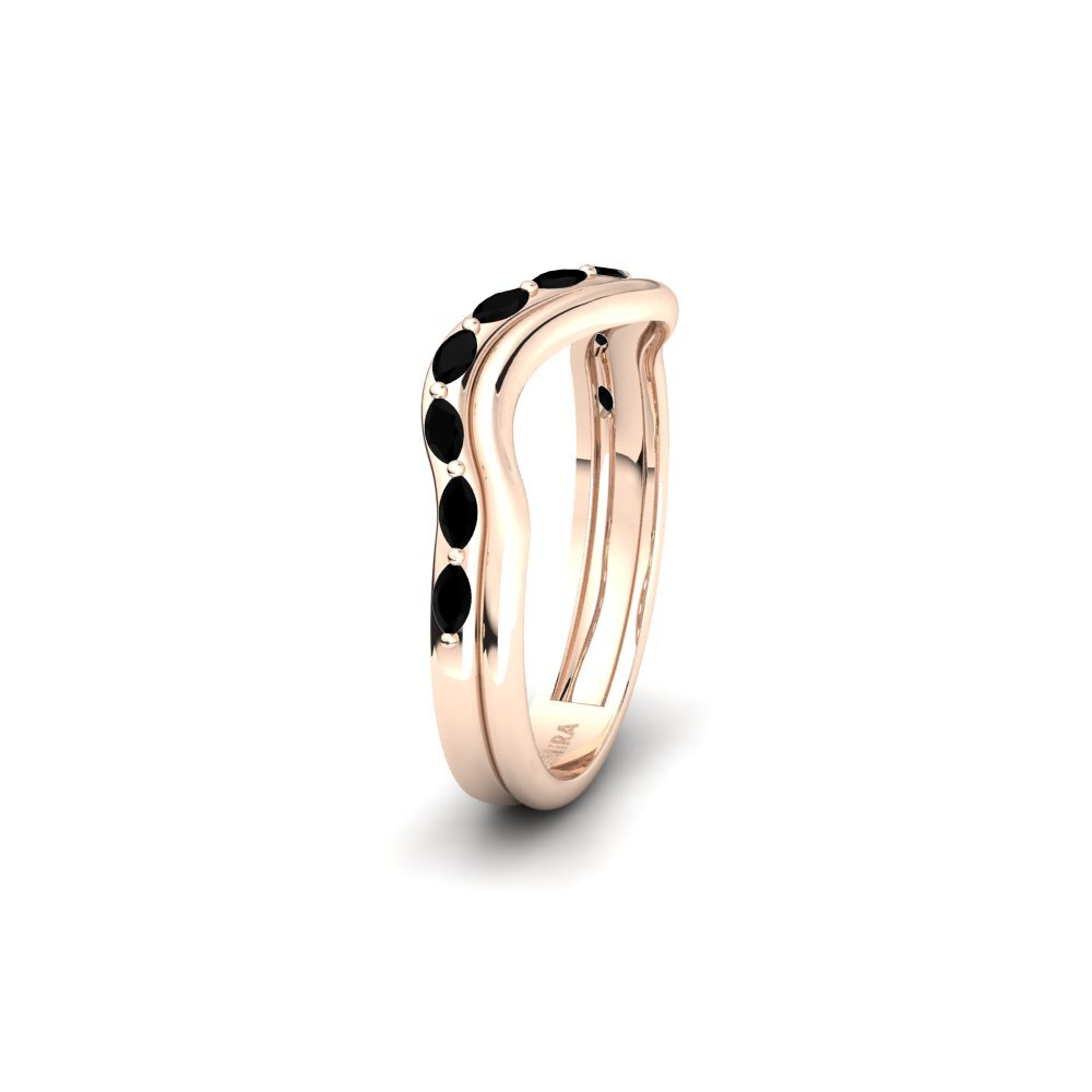 14ct Rose Gold Black Onyx Women's Wedding Ring Hieno