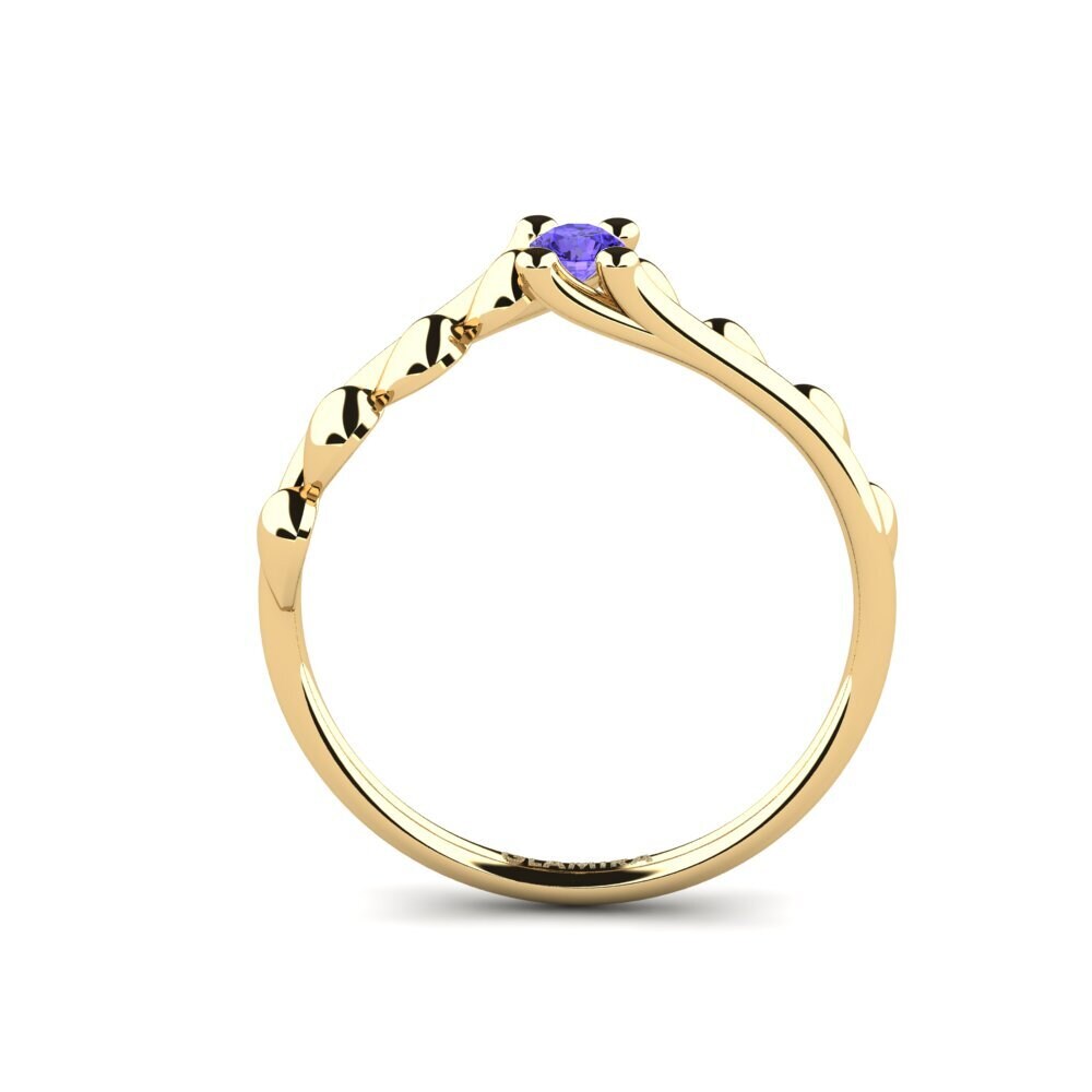 18k Oro Amarillo Tanzanita Anillo de compromiso Inconclusively