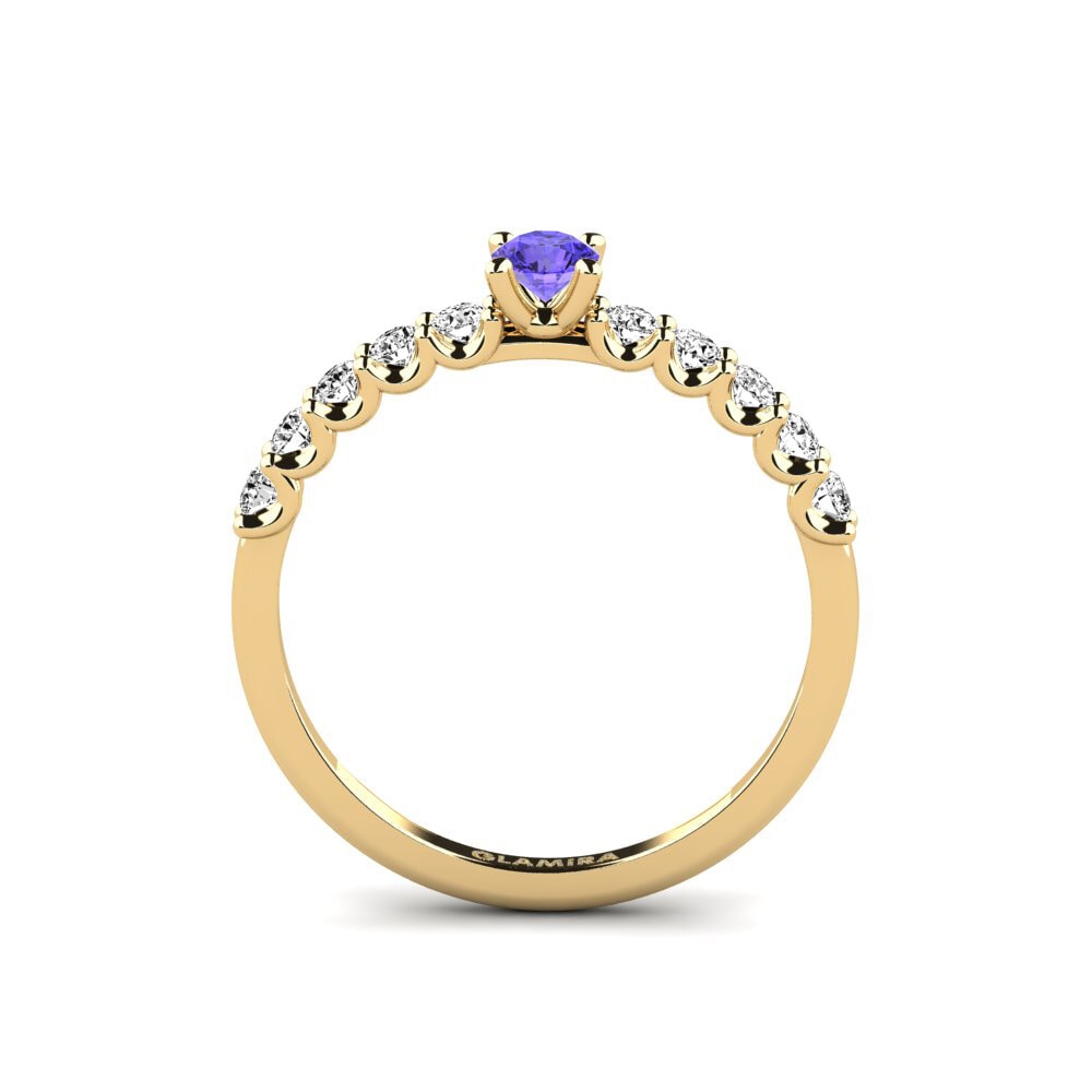 18k Oro Amarillo Tanzanita Anillo de compromiso Institutionalize