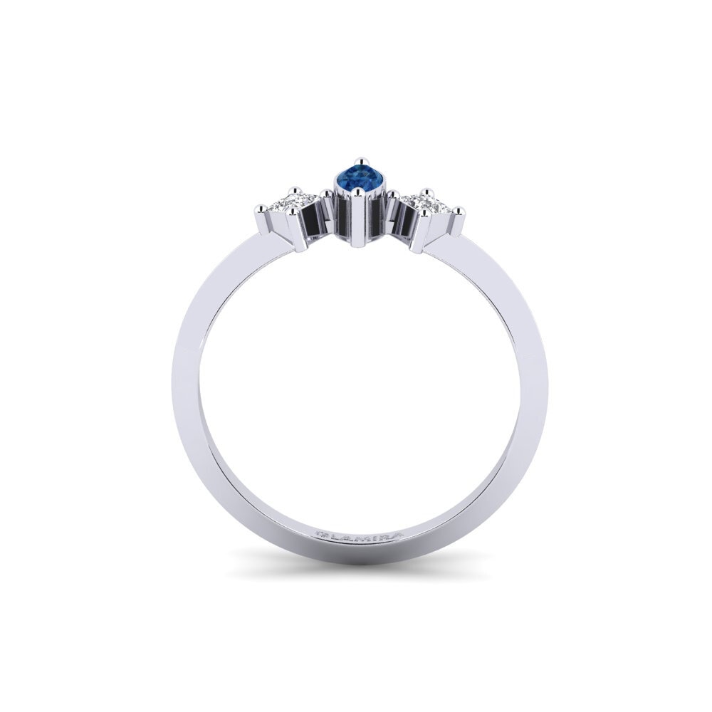 Zircônia azul escuro Anel de Noivado Poza