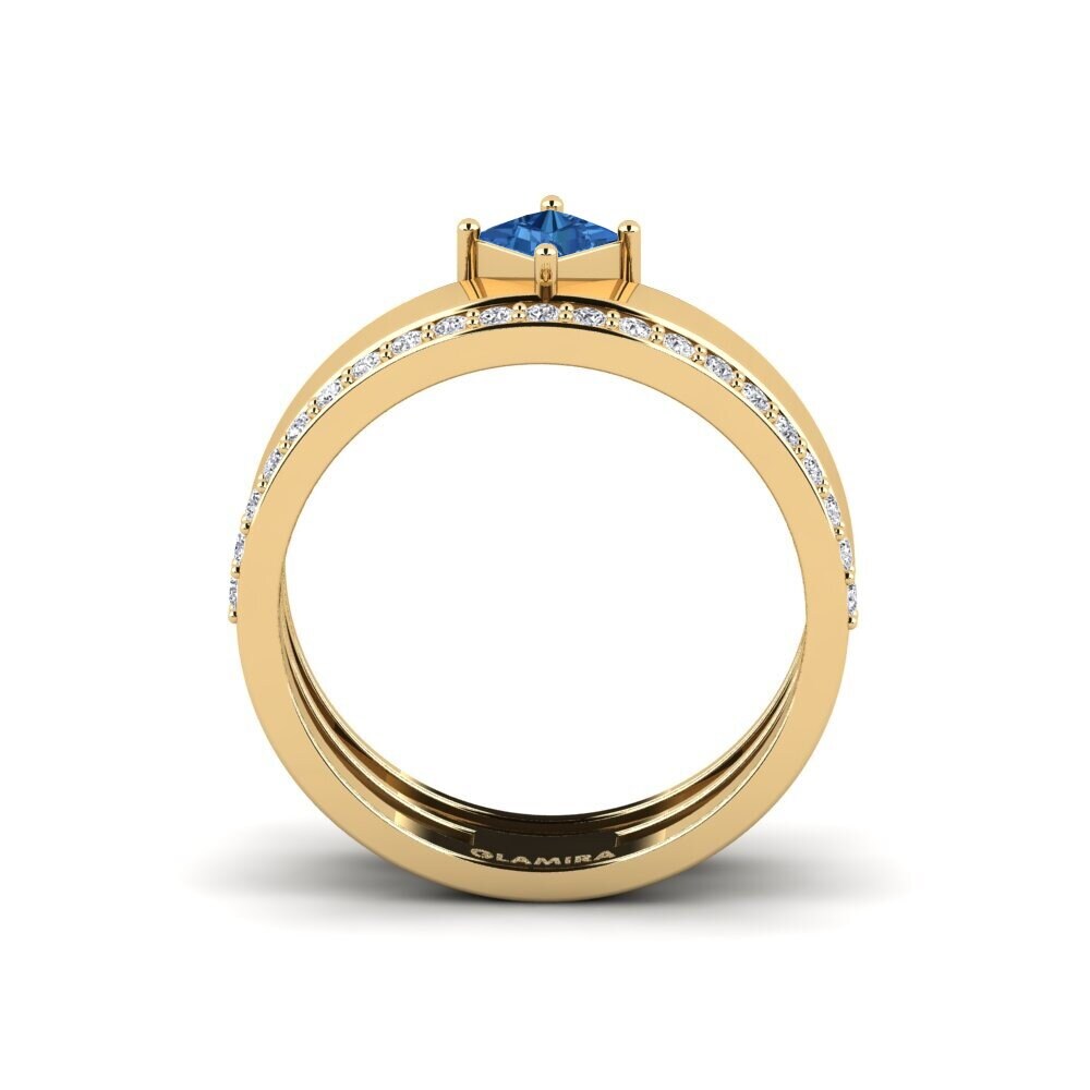Zircônia azul escuro Anel Petitfleur