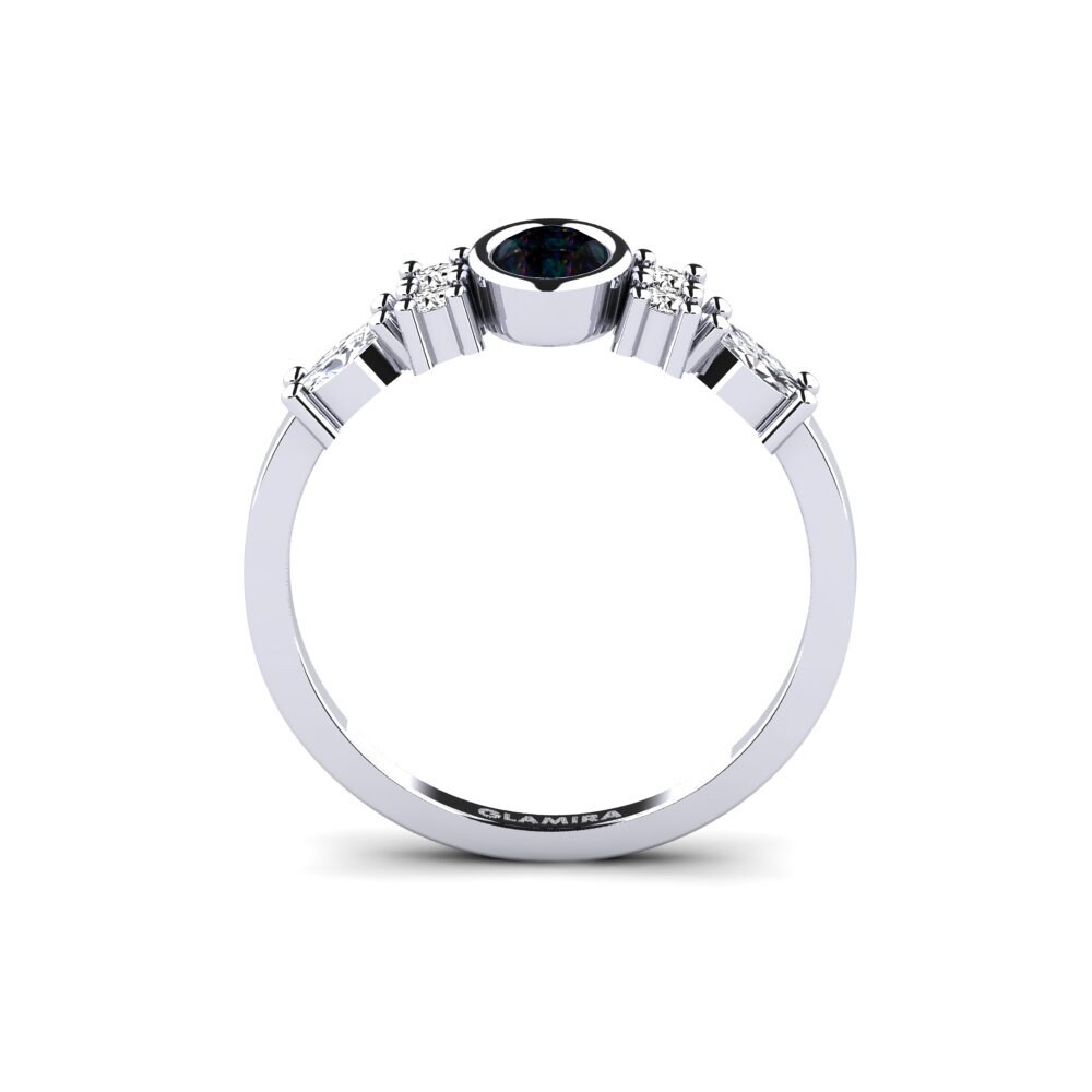 Black Opal Engagement Ring Revealing