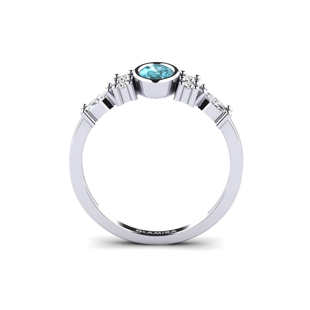 Blue Zircon Engagement Ring Revealing