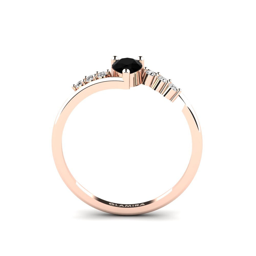 14ct Rose Gold Black Onyx Engagement Ring Revealingly