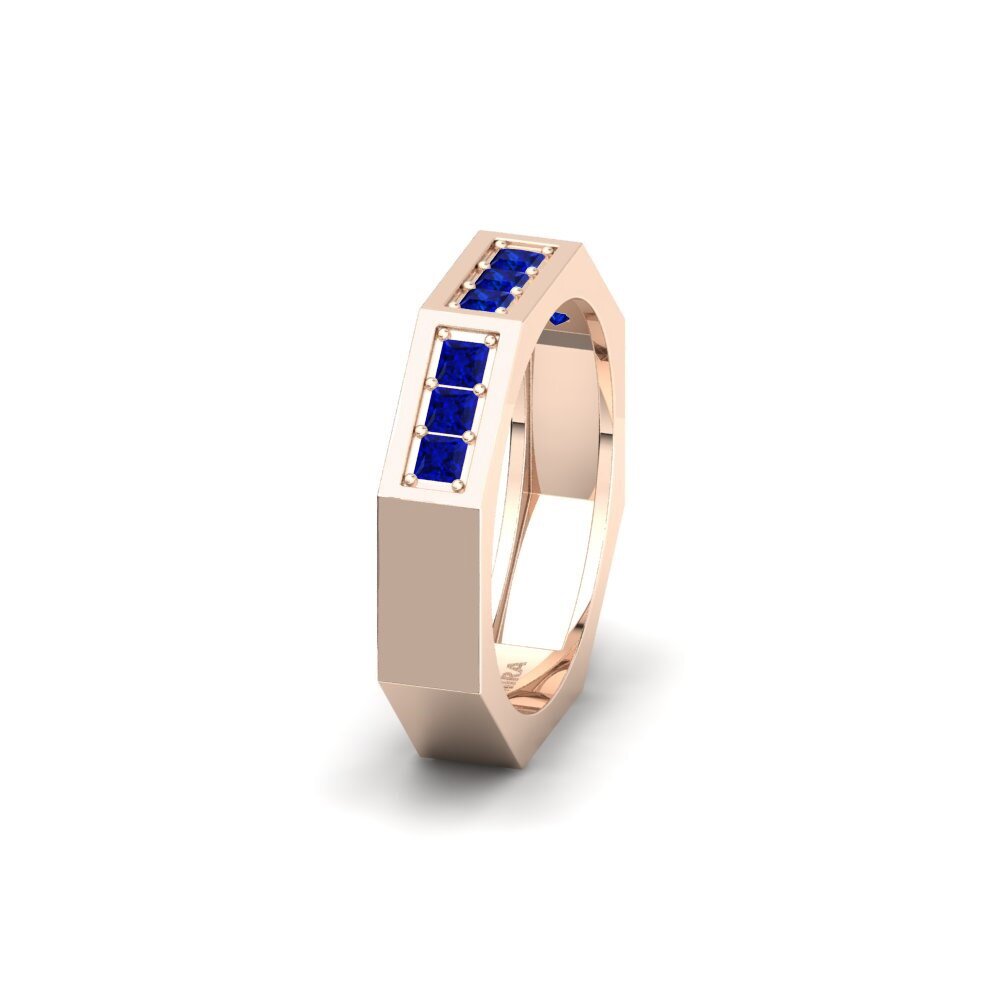 Or rose 585 Saphir Alliance pour femme Rodhou