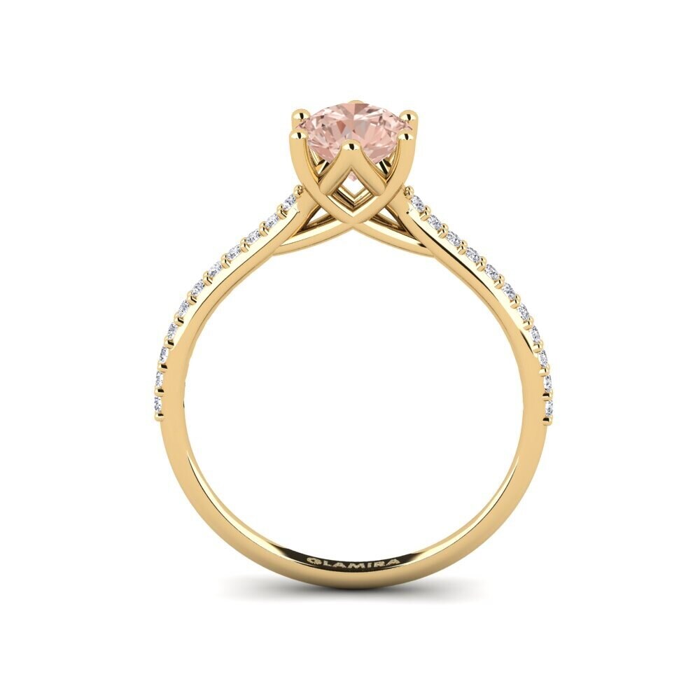 14ct Yellow Gold Morganite Engagement Ring Villeparis