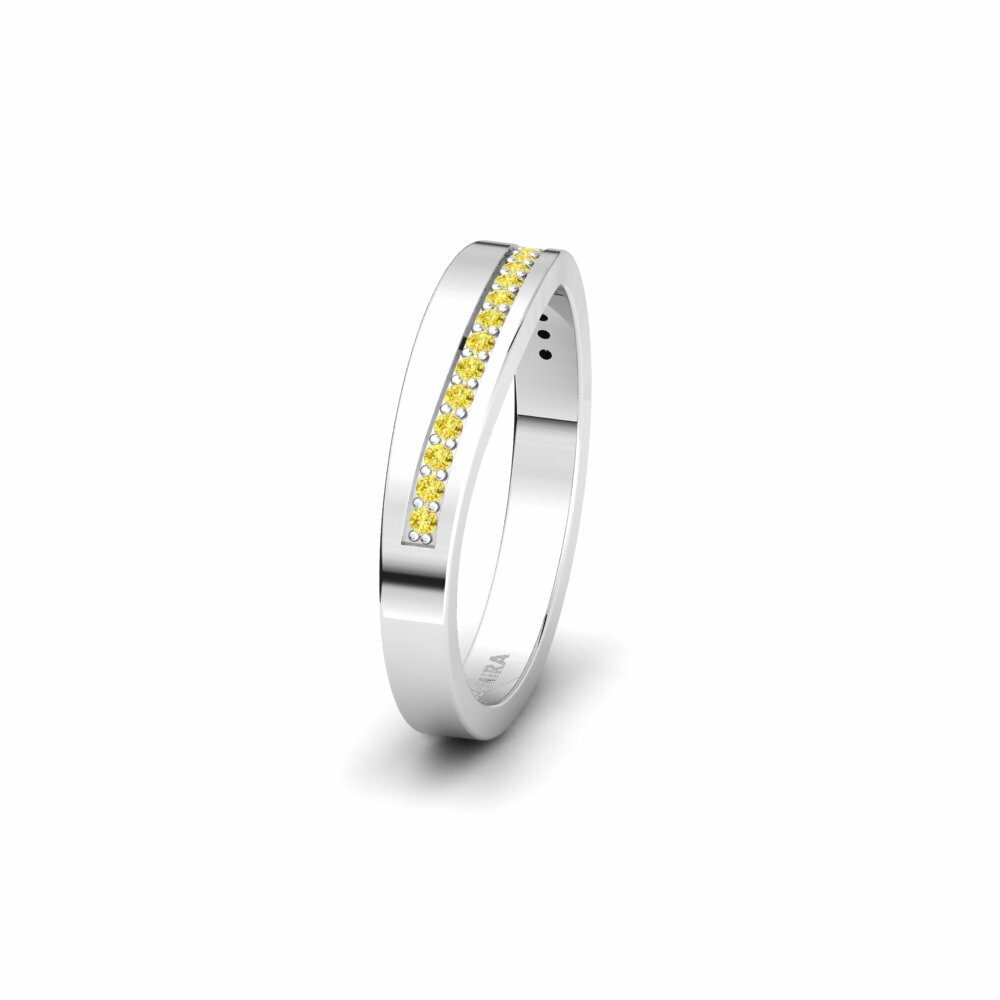 0.16 Carat Simple Yellow Sapphire 14K White Gold Women's Ring Osie