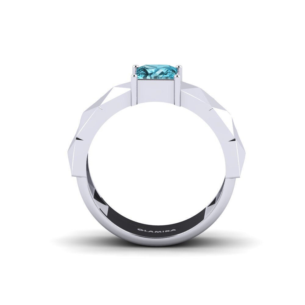 Circón Azul Anillo de compromiso Sziv
