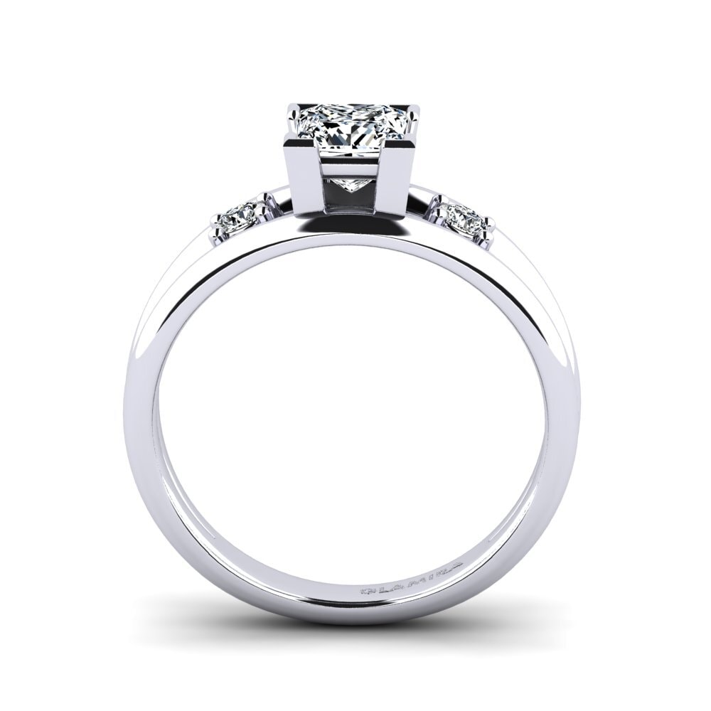 White Silver Engagement Ring Bron