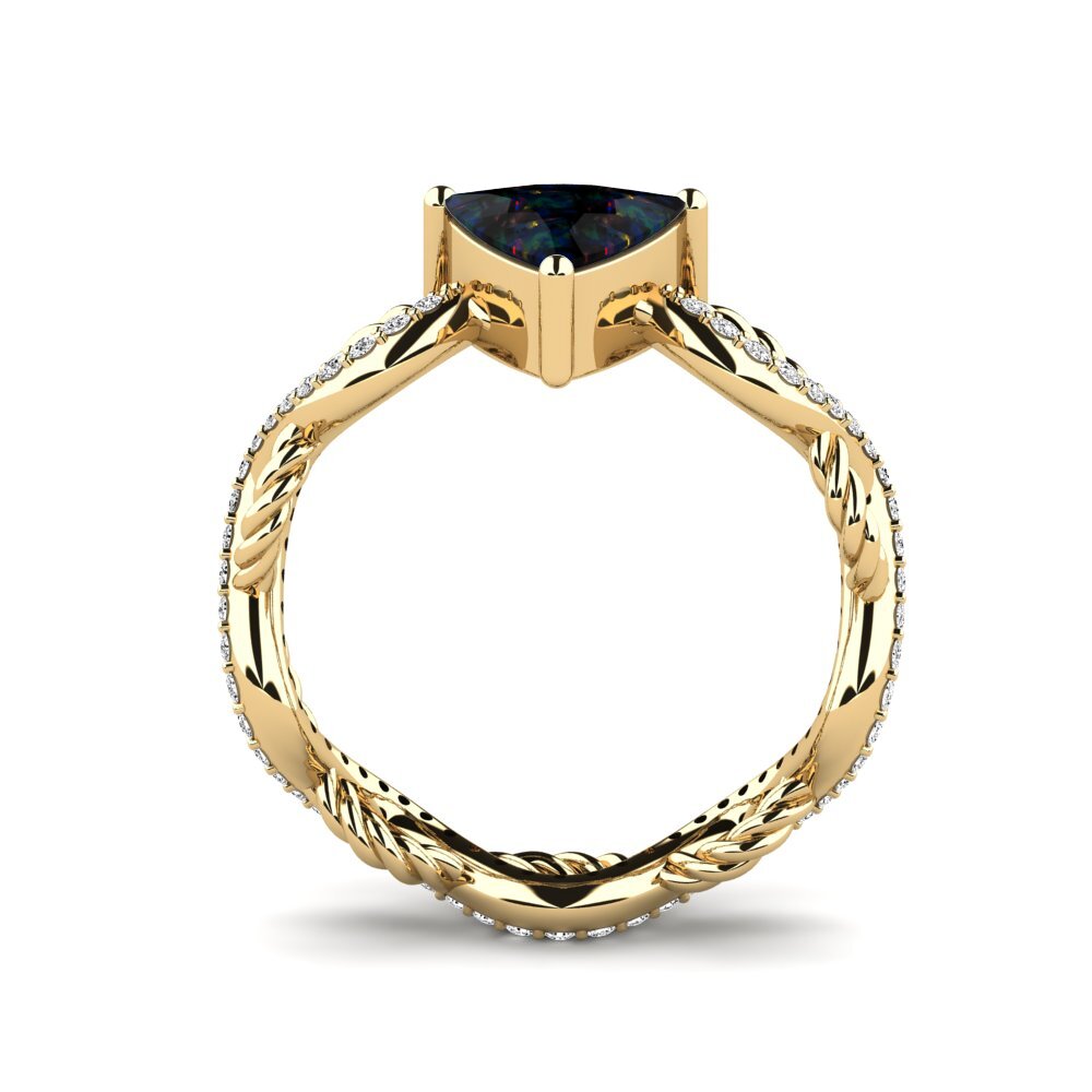 Trillion Black Opal Engagement Ring Creably