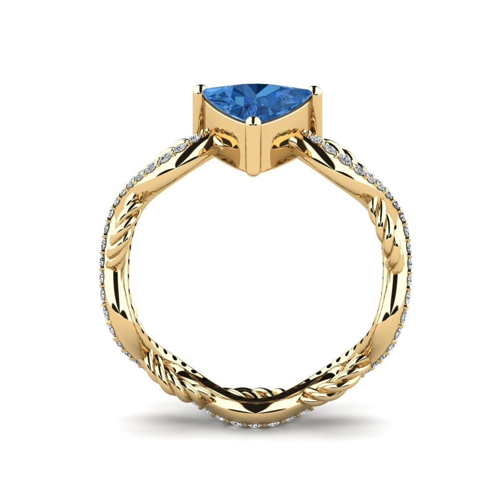 Trillion Dark Blue Zirconia Engagement Ring Creably